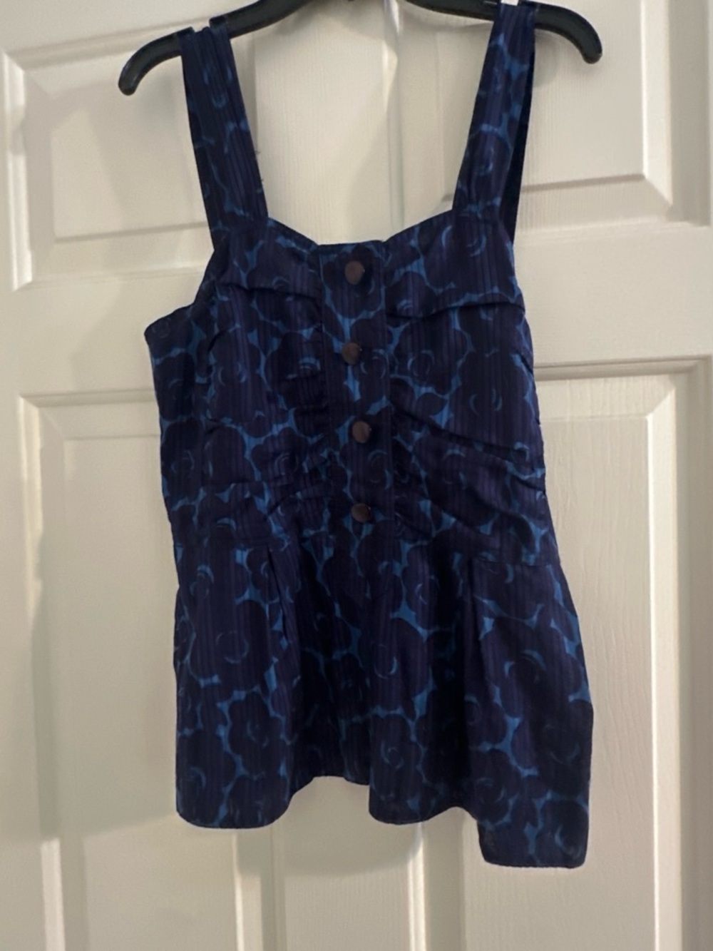Marc by Marc Jacobs Navy Blue Printed Button-Front Tank